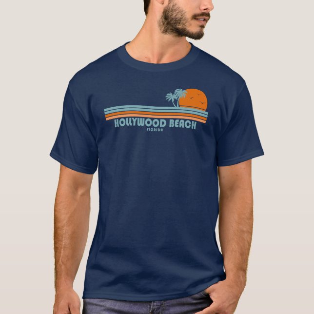 Hollywood Beach Florida Sun Palm Trees T-Shirt (Vorderseite)