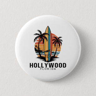 Hollywood Beach Florida Surfen Surfer Button