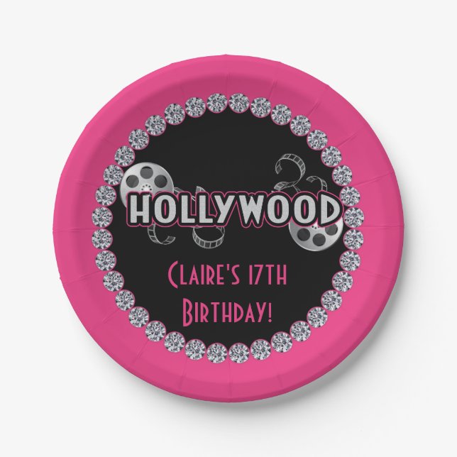Hollywood Birthday Party Teller (Vorderseite)