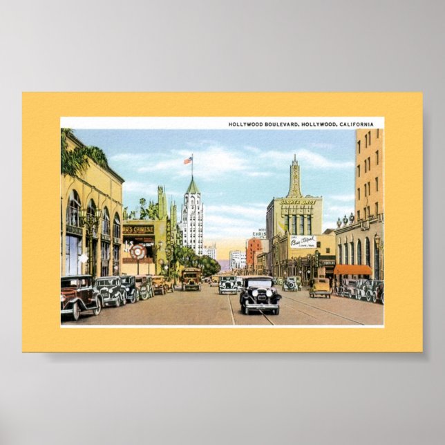 Hollywood Blvd. Vintage Postkarte Poster (Vorne)