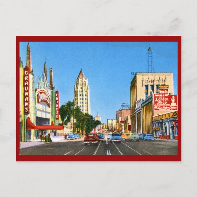 Hollywood Boulevard, Los Angeles Vintag Postkarte (Vorderseite)