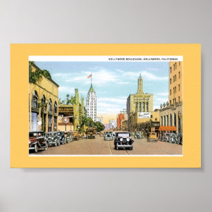 Hollywood-Boulevard.  Vintage Postkarte Poster