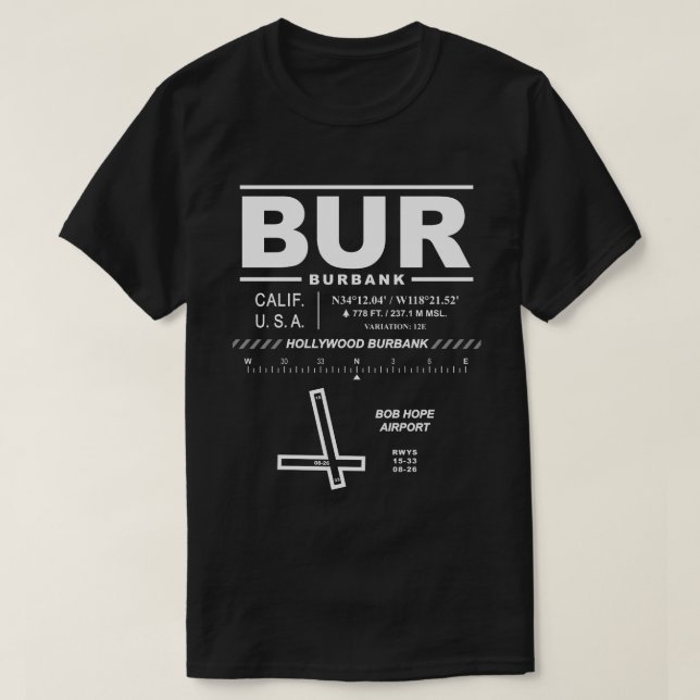 Hollywood Burbank Bob Hope Airport BUR T - Shirt (Design vorne)