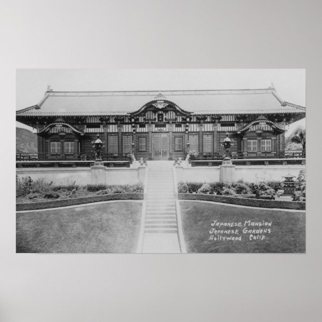 Hollywood, CA, Japanisches Herrenhaus im Garten Poster (Vorne)