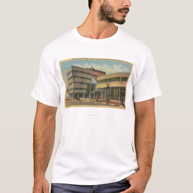 Hollywood, CAColumbia Quadrat, KNX Sendung T-Shirt (Vorderseite)