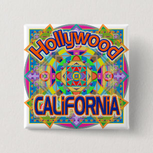 Hollywood CALIFORNIA Happy Button