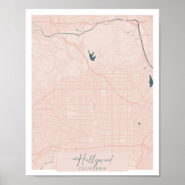 Hollywood California Pink und Blue Niedlich Script Poster