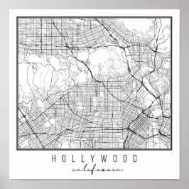 Hollywood California Street Map Poster