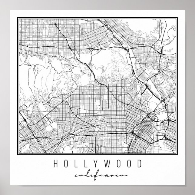 Hollywood California Street Map Poster (Vorne)
