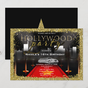Hollywood & City Limo Roter-Teppich-Party-Einladun Einladung