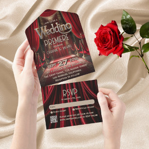 Hollywood-Film-Rot-Karpet-Premiere-Hochzeit All In One Einladung