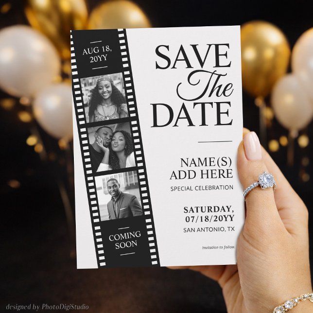 Hollywood Film Strip Save the Date Personalized Einladung (Hollywood Film Strip Save the Date Personalized Invitation)