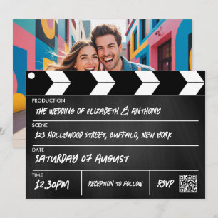 Hollywood Filmklappe Kino Hochzeit Einladung
