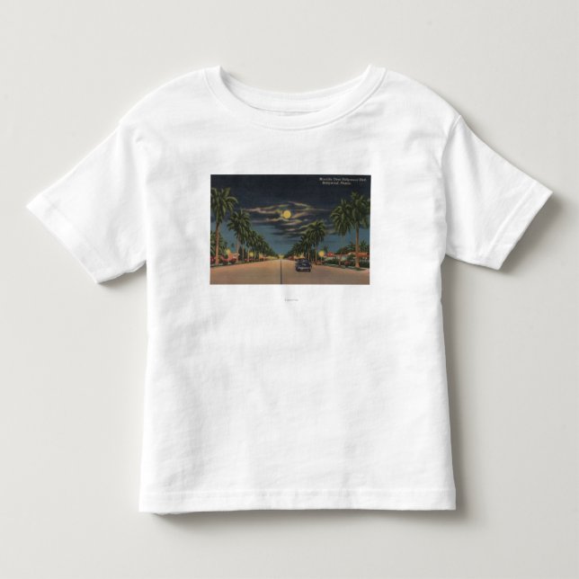 Hollywood, FL - Mondschein-Ansicht über Hollywood Kleinkind T-shirt (Vorderseite)