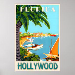 Hollywood Florida Broward County Reiseplakat Poster