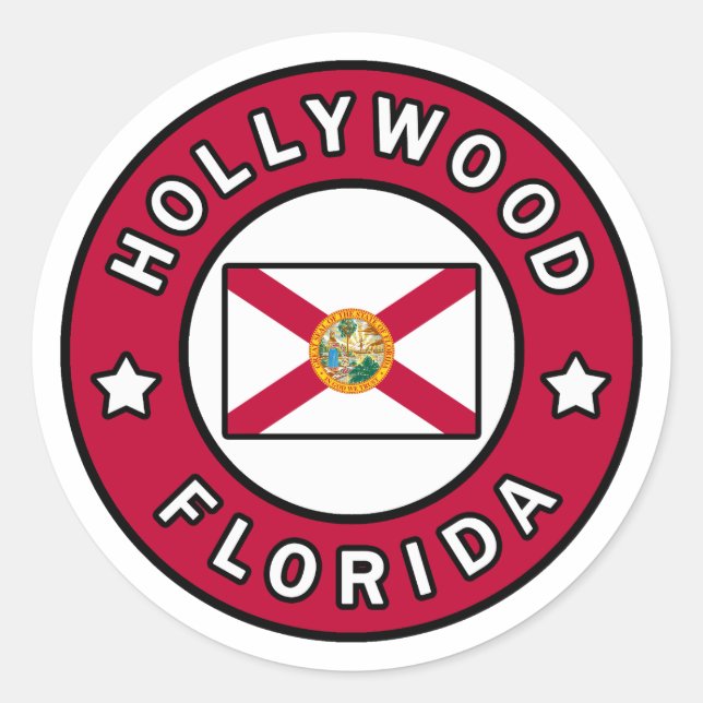 Hollywood Florida Runder Aufkleber (Vorderseite)