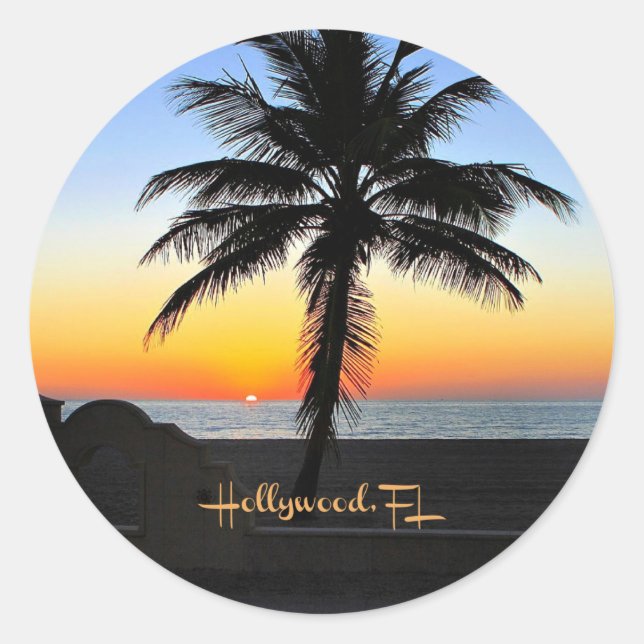 Hollywood, Florida Sunrise Runder Aufkleber (Vorderseite)