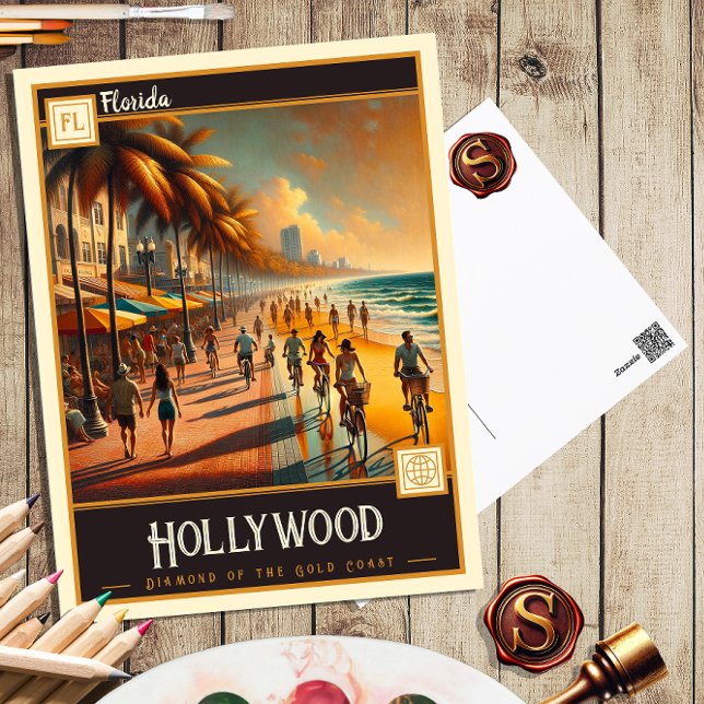 Hollywood, Floride | Carte postale Vintage (Créateur téléchargé)