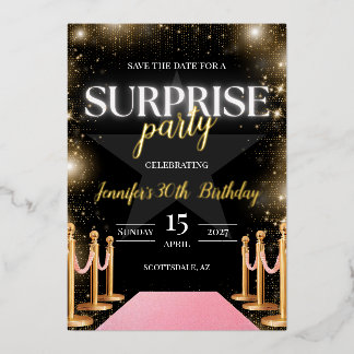 Hollywood Glam Birthday Party Save the Date Folieneinladung