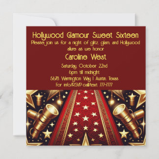 Hollywood Glamour 16 . Geburtstag Einladung