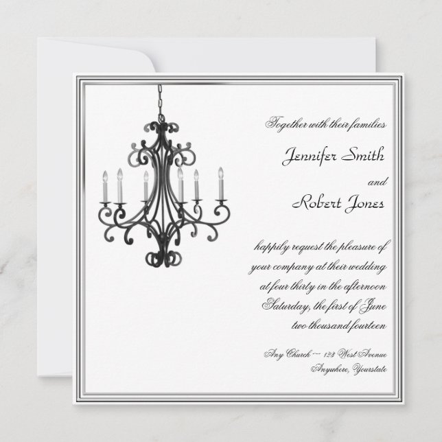 Hollywood Glamour Chandelier Hochzeit Einladung (Vorderseite)