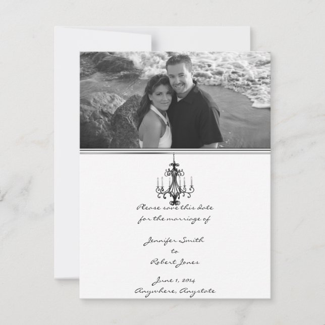 Hollywood Glamour Chandelier Save the Date (Vorderseite)