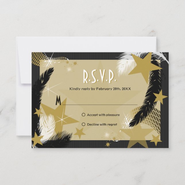 Hollywood Glamour RSVP Card Karte (Vorderseite)