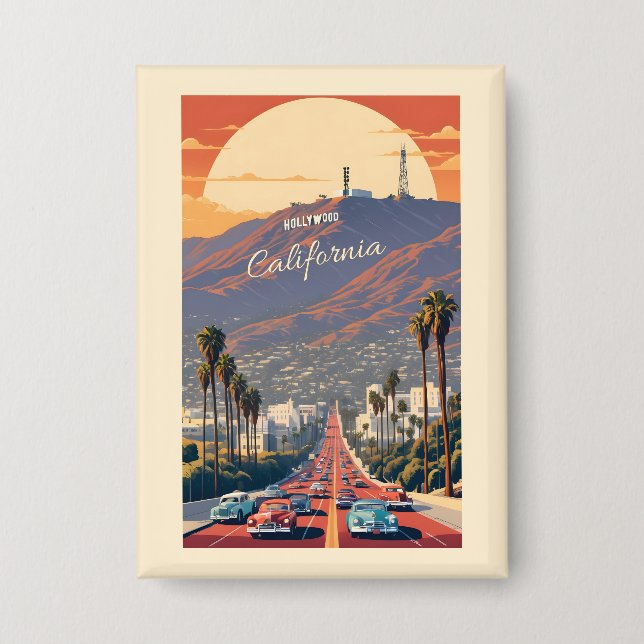 Hollywood Kalifornien Button (Vorderseite)