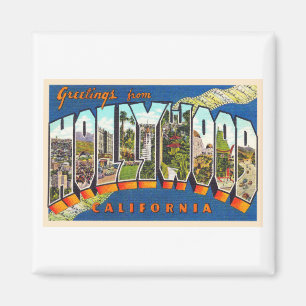 Hollywood Kalifornien Vintage Große Brief Postkart Magnet