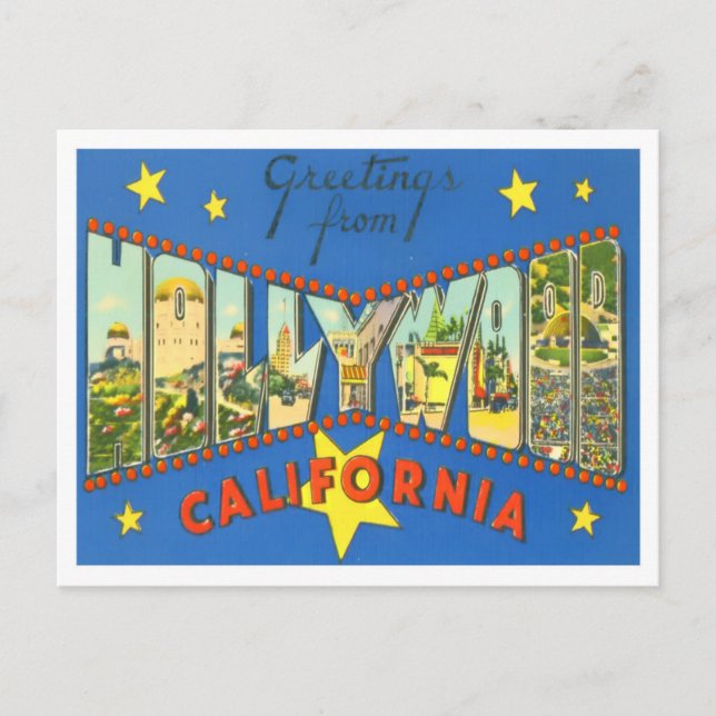 Hollywood, Kalifornien, Vintage große Buchstaben P Postkarte (Vorderseite)