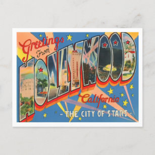 Hollywood, Kalifornien, Vintage große Buchstaben P Postkarte