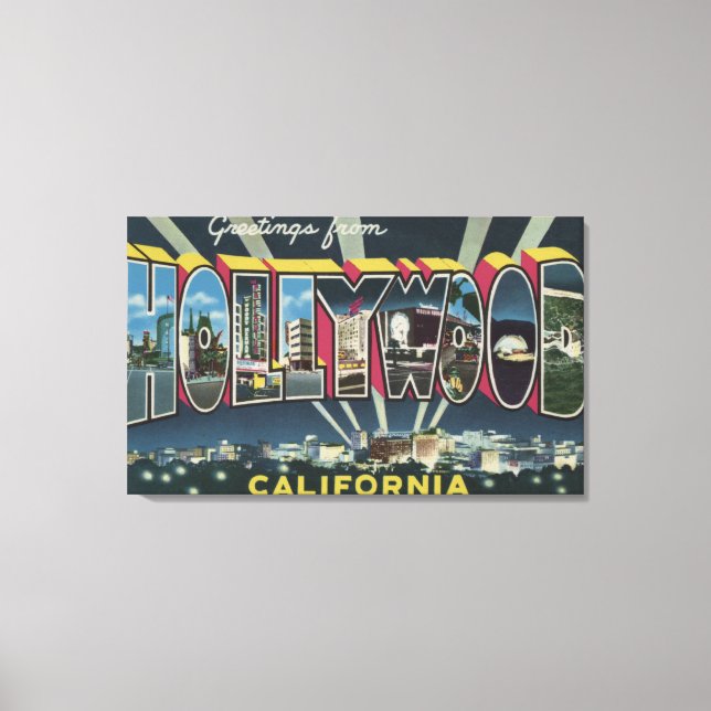 Hollywood, KalifornienGroße Buchstabenszenen 2 Leinwanddruck (Vorderseite)