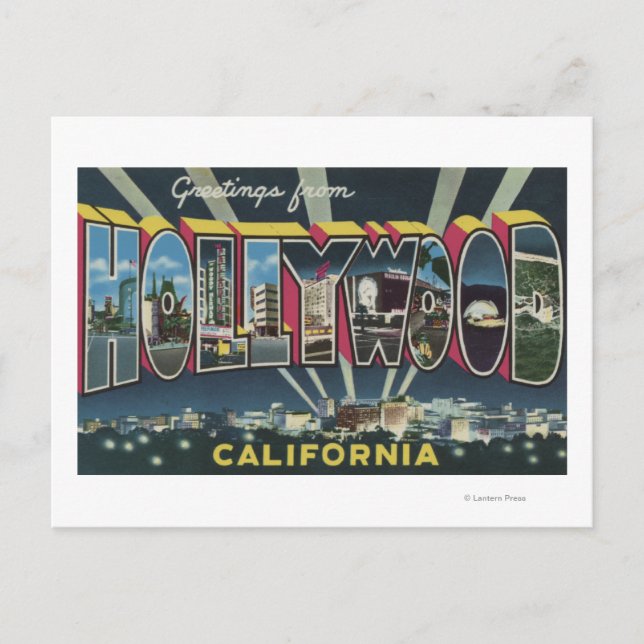 Hollywood, KalifornienGroße Buchstabenszenen Postkarte (Vorderseite)