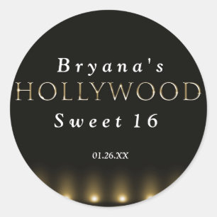 Hollywood Lights Black Party Sticker Label