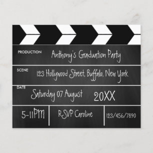 Hollywood Movie Graduation Party Chalkboard Einlad Flyer