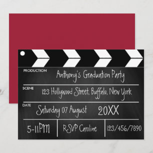 Hollywood Movie Graduation Party Chalkboard Invit Einladung