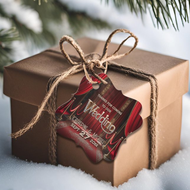 Hollywood Movie Red Carpet Premiere Wedding Geschenkanhänger (Close up retro Hollywood award night sparkle – Red Carpet Wedding Favor Tag)