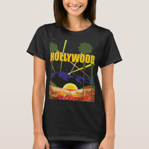 Hollywood Palmen Bäume Sonnenuntergang Reise T-Shirt