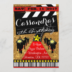 Hollywood Party, Hollywood Birthday Invitation