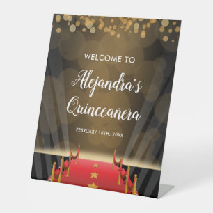 Hollywood Red Carpet Quinceanera Willkommen Sockelschild