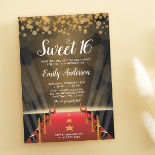 Hollywood Red Carpet Sweet 16 Einladung