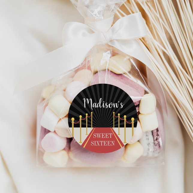 Hollywood Red Teppich Personalisiert Runder Aufkleber (Von Creator hochgeladen)