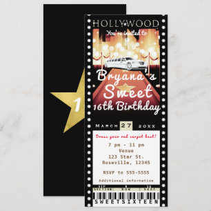 Hollywood-Rot-Teppich-VIP-Eintrittskarte Party Einladung