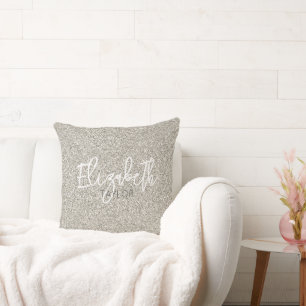 Hollywood Silber Glitter Star NAME Elegant Chic Kissen