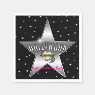 Hollywood Silber Star Black Birthday Party Serviette