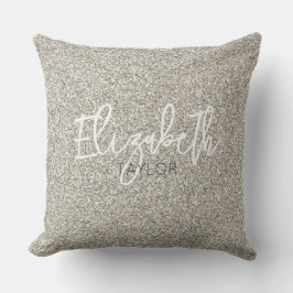 Hollywood Silver Glitzer Star NAME Elegant Chic Kissen