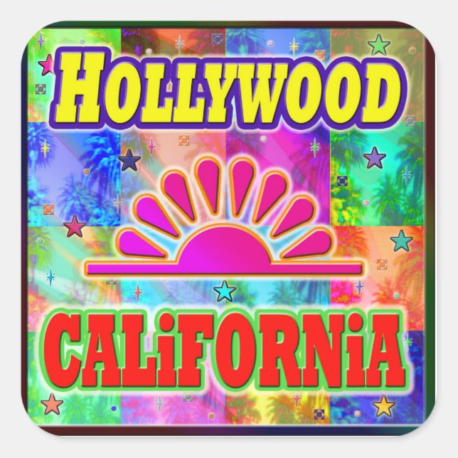 Hollywood Sun & Palms Aufkleber (Vorderseite)