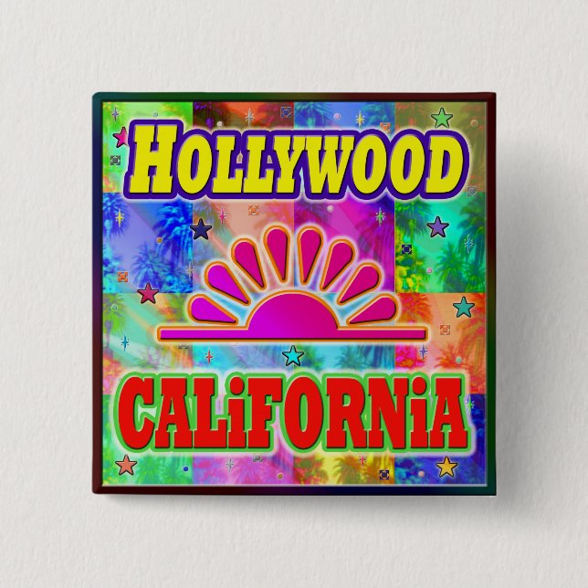 Hollywood Sun & Palms Button (Vorderseite)
