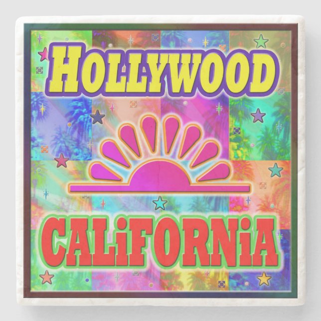 Hollywood Sun & Palms Untersetzer (Vorderseite)