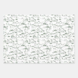 Hollywood Toile Coquette Pink & Green Geschenkpapier Set